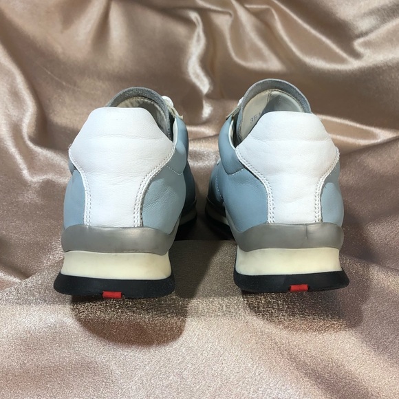 PRADA leather women sneakers shoes blue white 9 - Picture 5 of 15